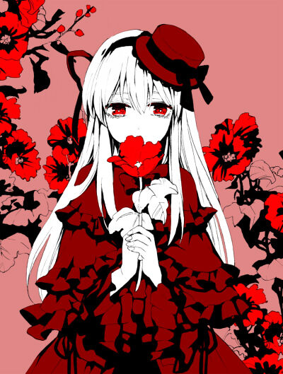 【花嫁娘】二次元,哭泣,少女,头像,无法言语的难过.k,红色,蔷薇