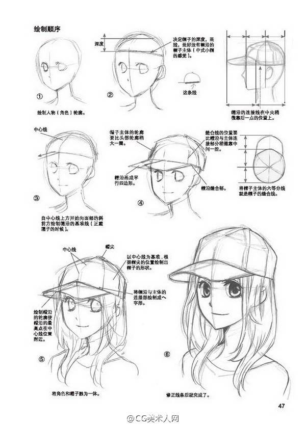 漫画 绘画 素材 各种帽子的画法