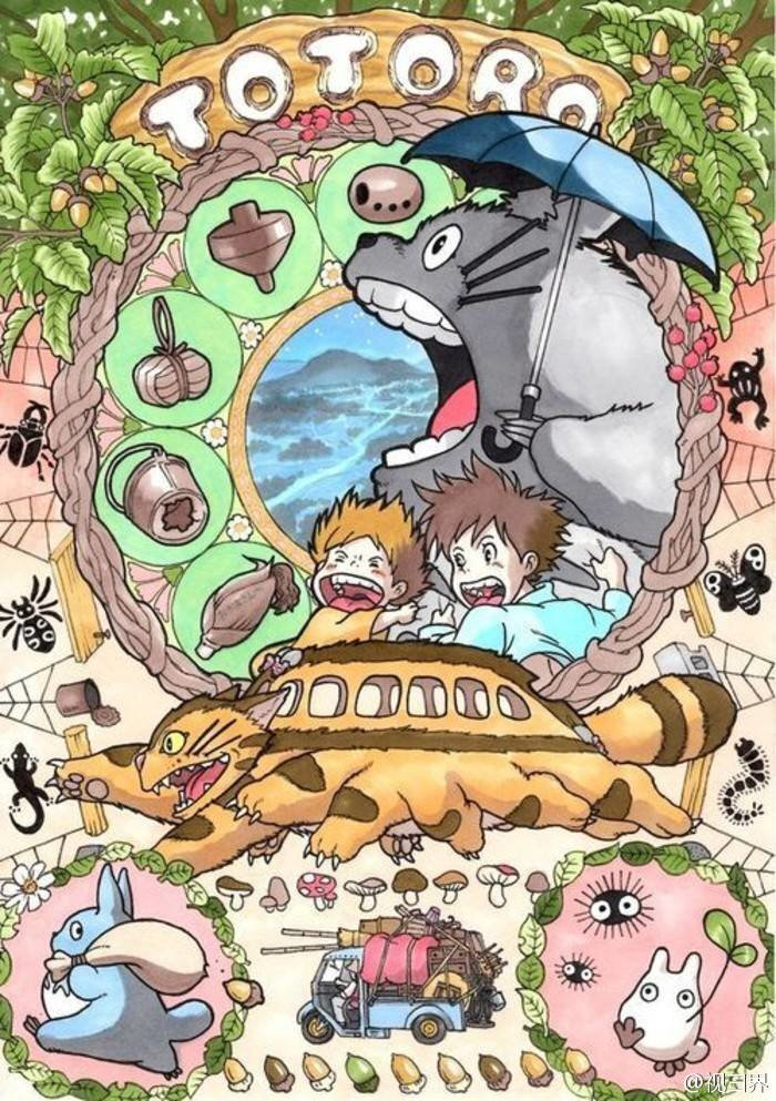 宫崎骏的动画作品海报重画