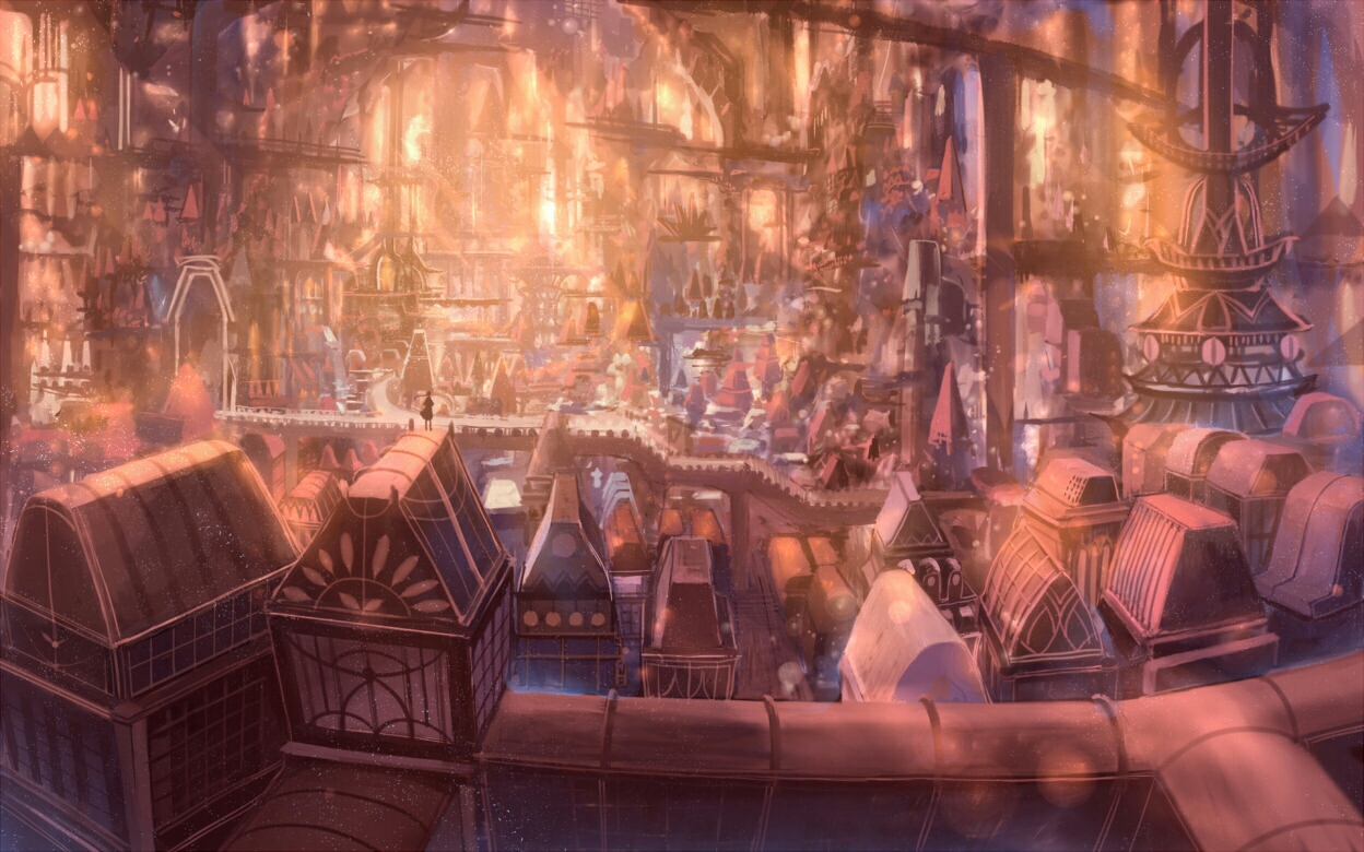 p站 场景 唯美 城镇 插画