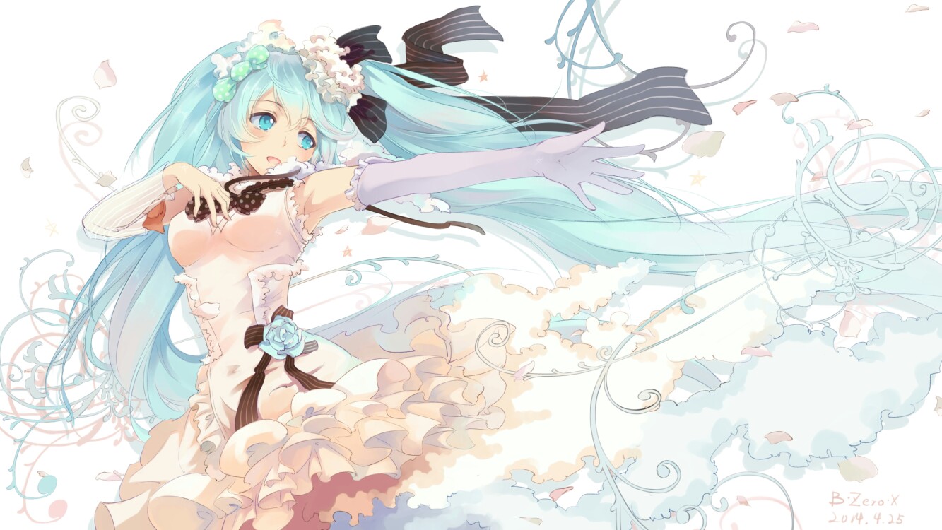 初音未来 miku 双马尾 婚纱 意境 唯美