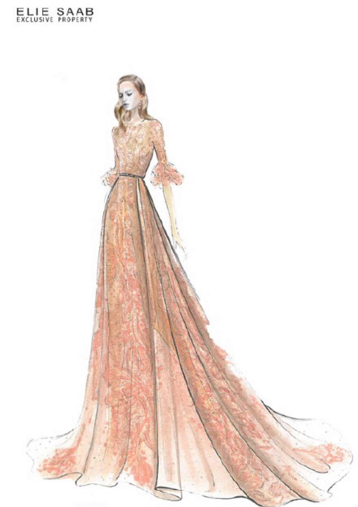 【笔尖时尚】手绘插画 婚纱礼服 elie saab 2015 春夏高级订制的手绘