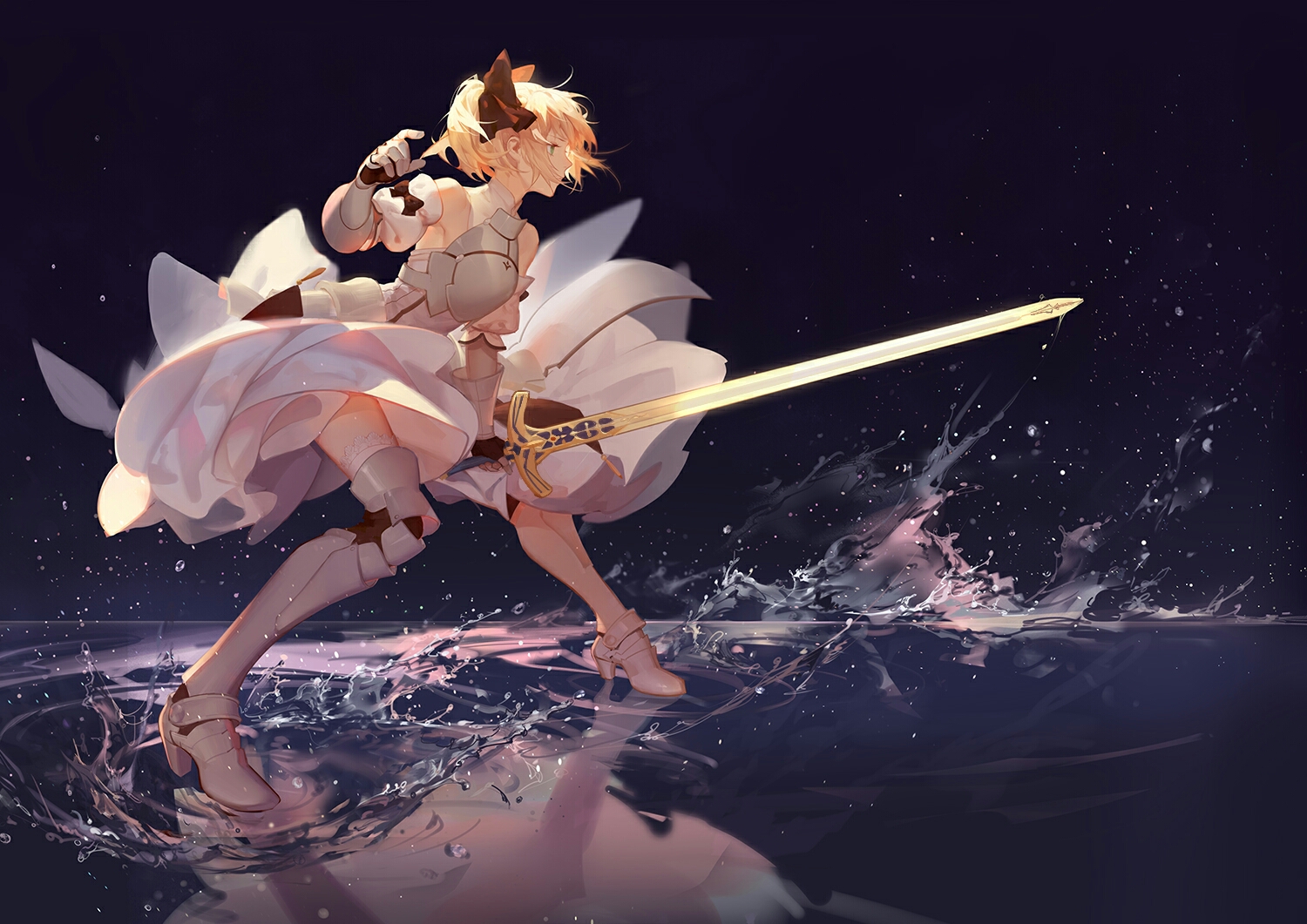 二次元,插画,素材,手绘,动漫,动漫美女,背景,萌妹子,壁纸,fate,saber