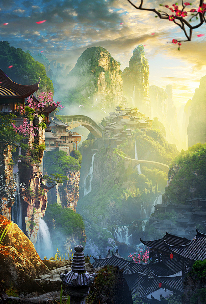 古风 二次元 壁纸 背景 唯美 插画