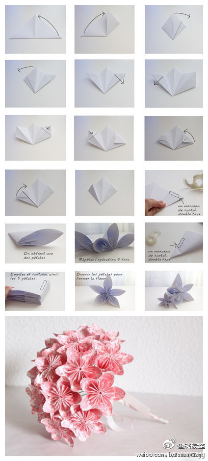 折纸桃花花束