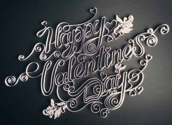 原创字母衍纸画 &quot;happy valentine"s day&quot;,终于