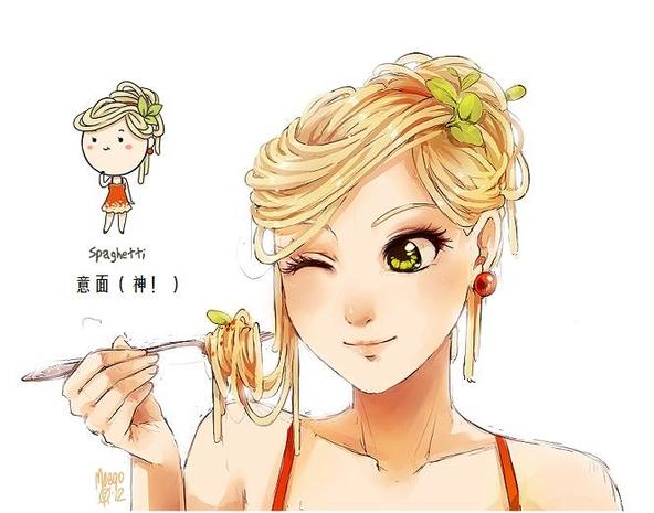 食物拟人--意大利面