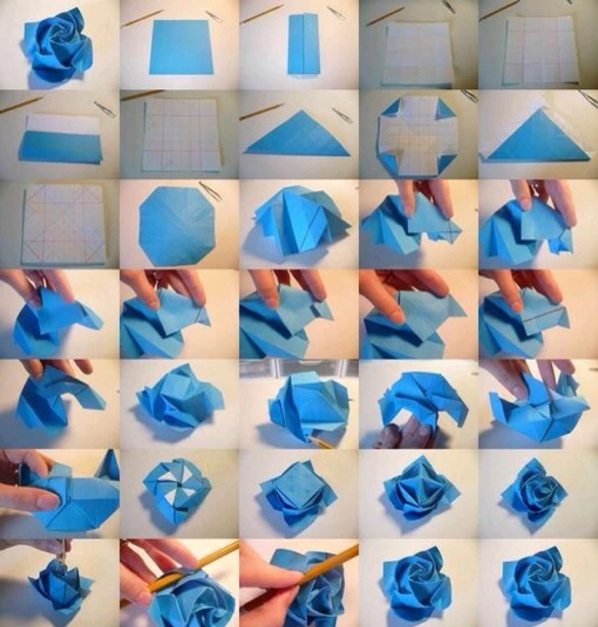 折纸教程 手工折纸蓝色妖姬教程