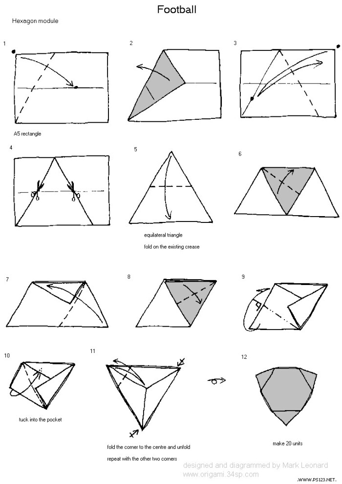 足球折纸教程