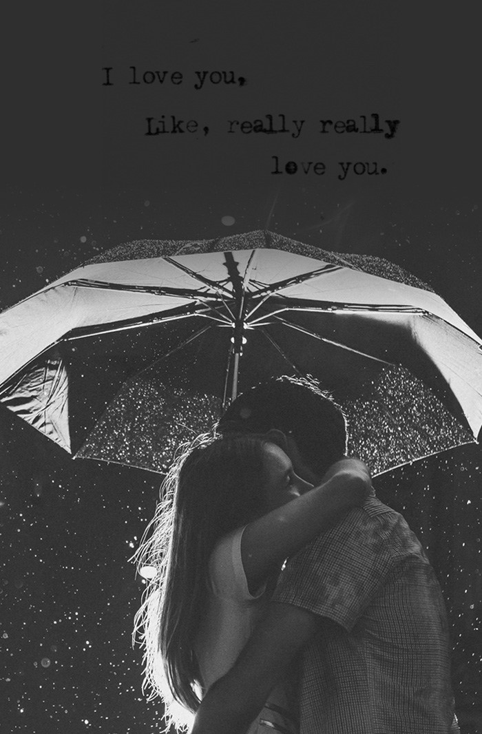 【黑白壁纸】欧美,情侣,雨天,伞,拥抱.