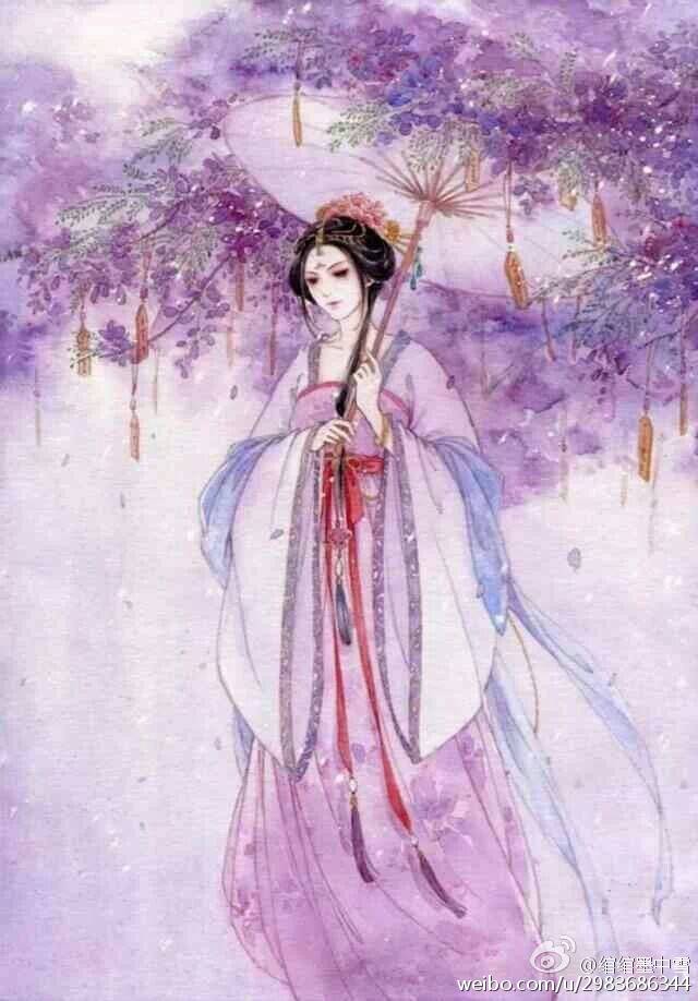 古风,撑伞紫色,梦幻.