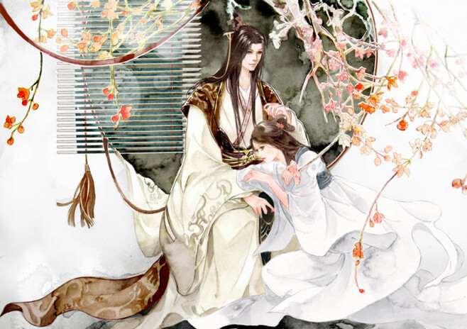 古装情侣,桃花