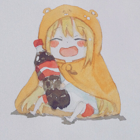 小埋 干物妹 手绘 请勿盗图 摸鱼有练习 绘画 插画 水彩 可爱 萌 二