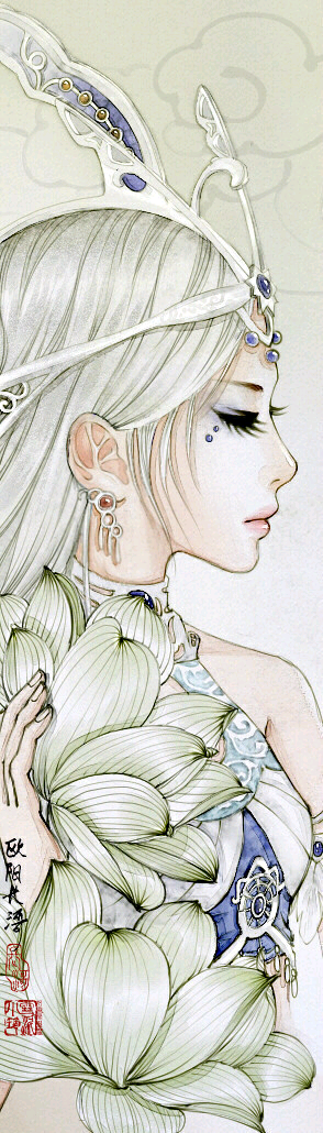 艺术 动漫黑白 植物 绘画 古风 花 水粉 色彩 水墨 小清新 #古装新娘