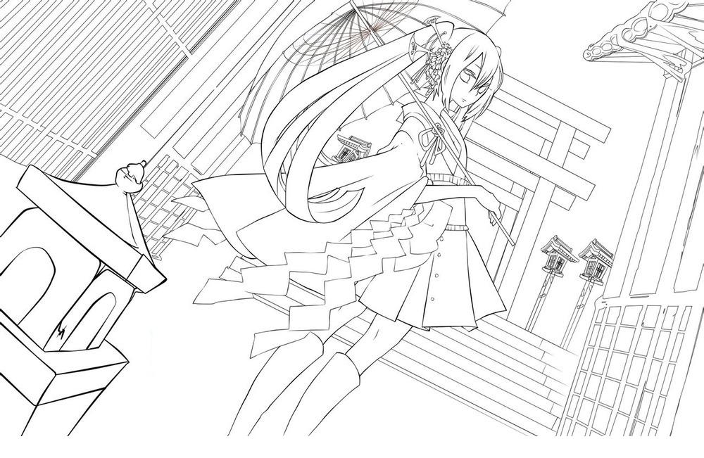 【初音miku【线稿】图源网络
