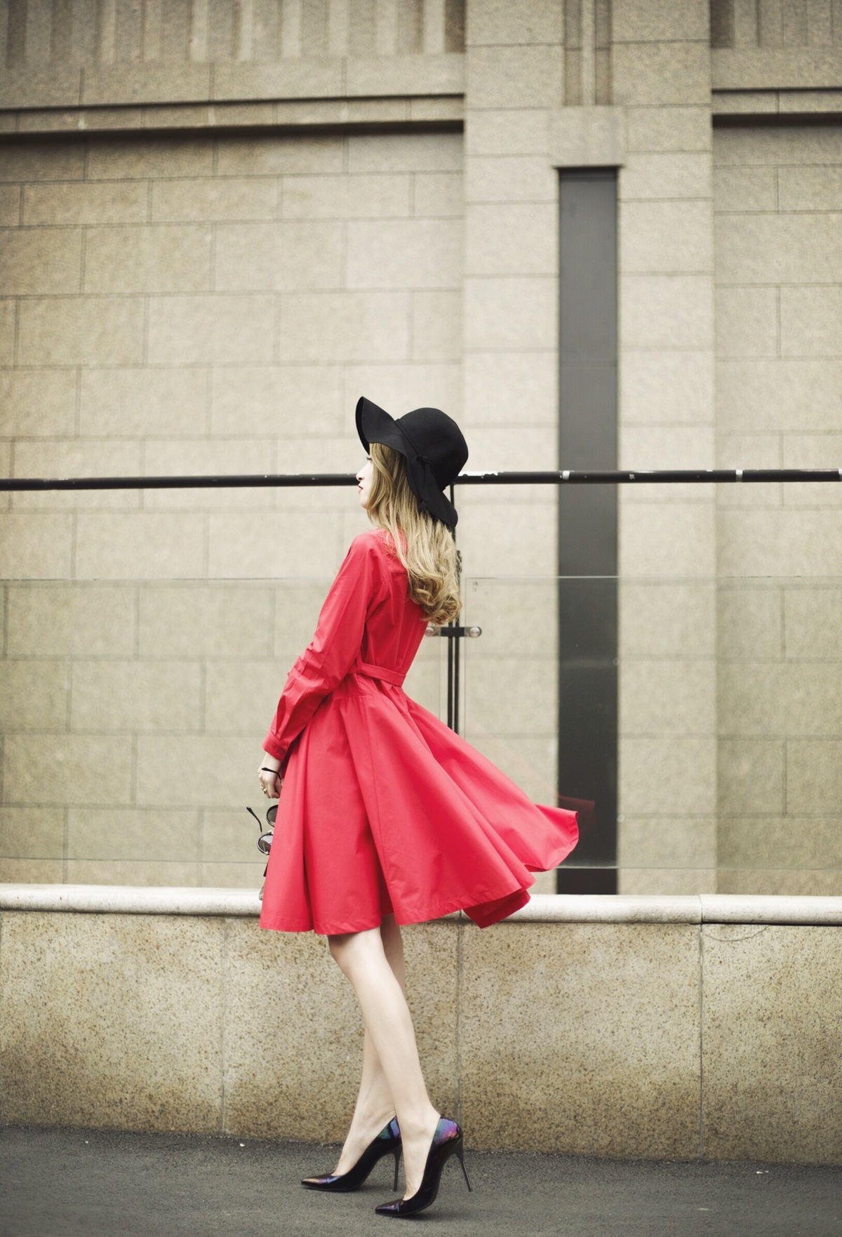 复古红裙