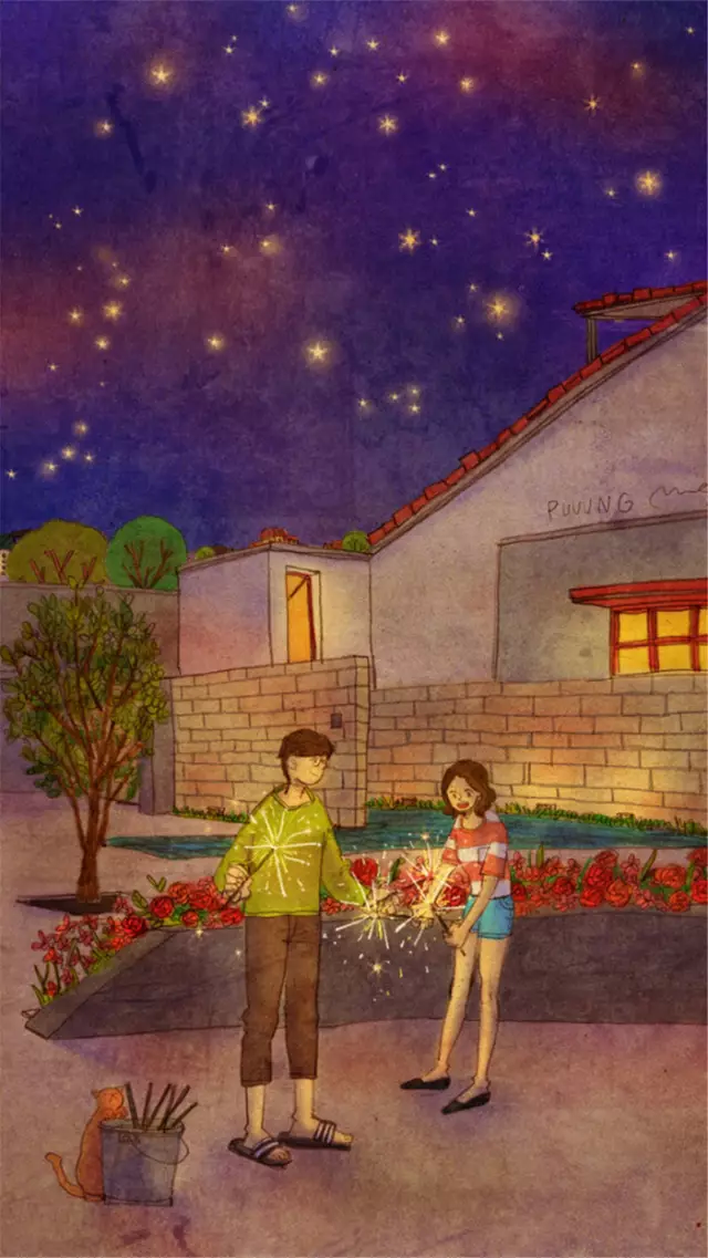美好 意境 爱情 唯美 壁纸 插画