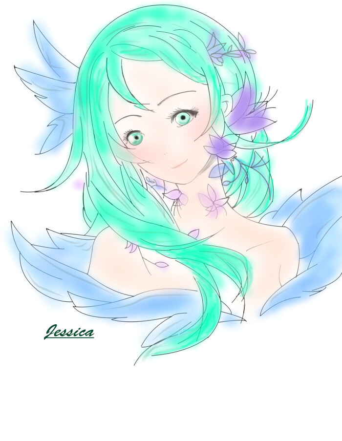 第一次用csp软件画画 先画一个森林女神233