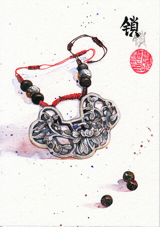 古风,壁纸,插画,锁平安