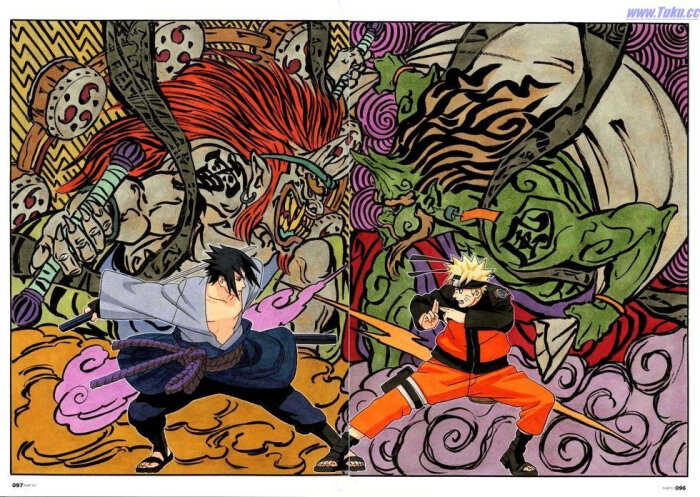 naruto -ナルト- 《火影忍者》 原画 #岸本齐史# 漩涡鸣人 宇智波佐助