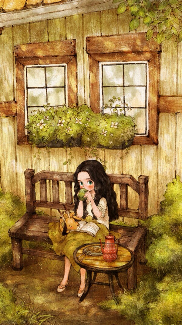 女孩 插画 手机壁纸 锁屏壁纸
