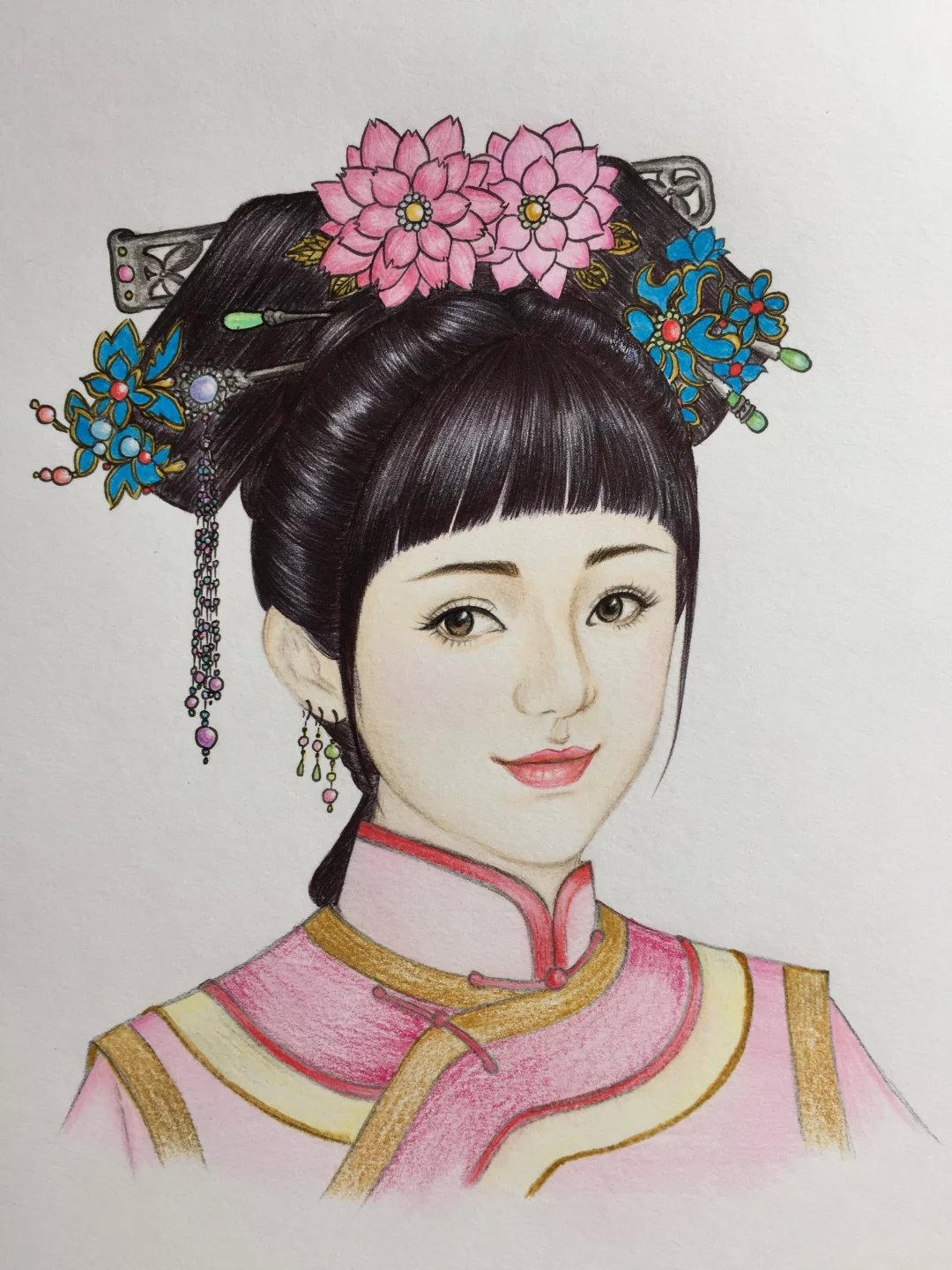 作者:小白免 彩铅 插画 美女