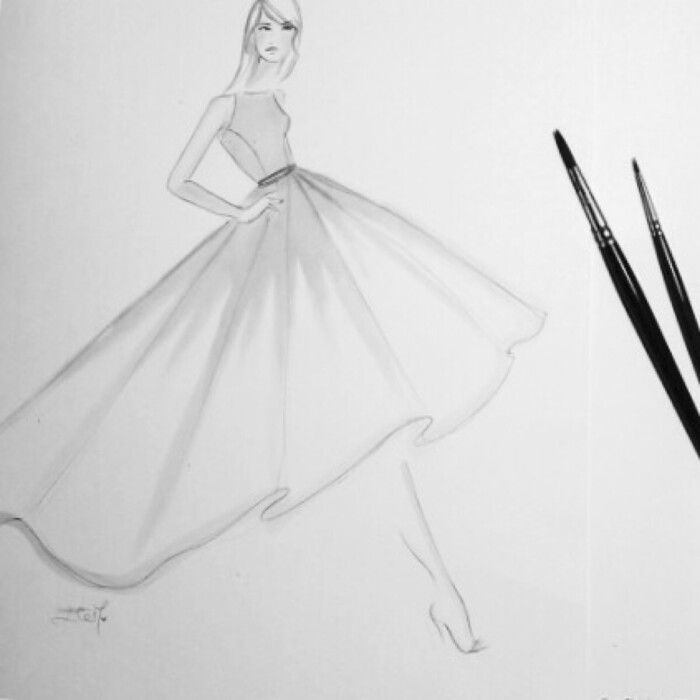【笔尖时尚—黑白线条】 手绘插画 铅笔画 素材 设计