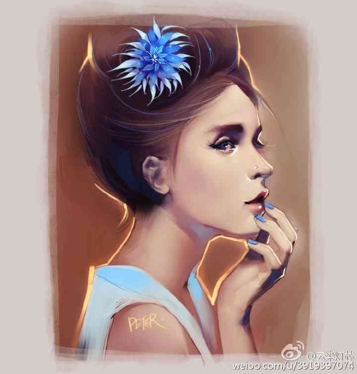 人设cg 油画 色彩 水墨 厚涂 短发 美人 美女 头像 美到没朋友 peter
