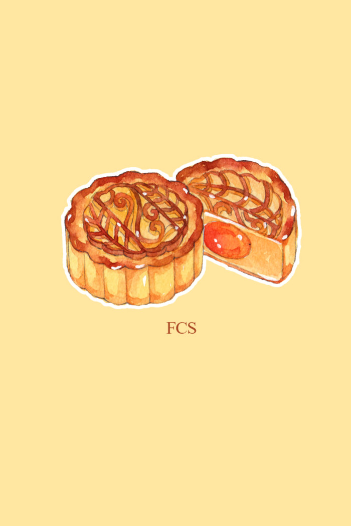 中秋月饼 蛋黄 手绘插画 美食甜品 fcs