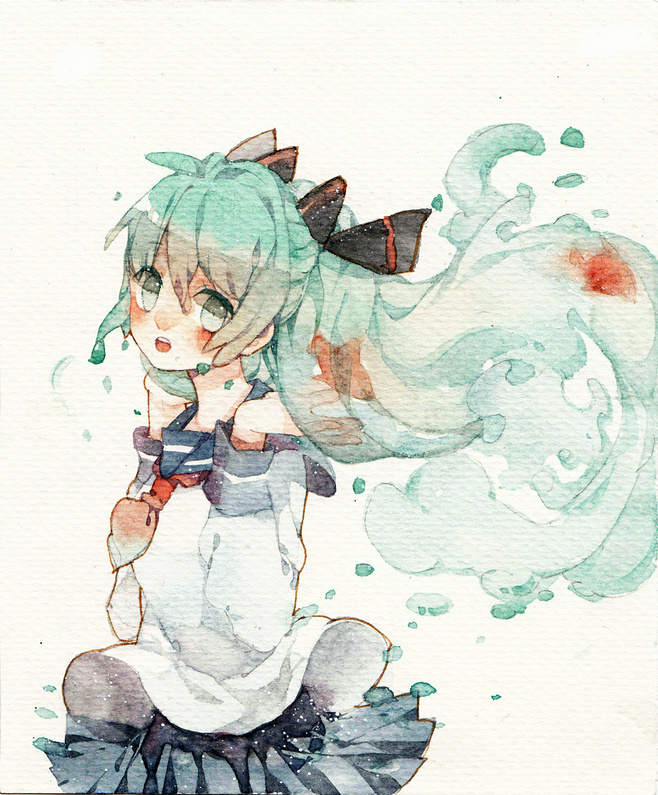 水彩 初音未来 水初音 萌妹子 二次元