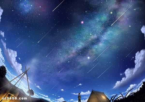 唯美意境# 星空夜晚系列 背景 壁纸 暖心 治愈系 励志 手绘 插画 美图