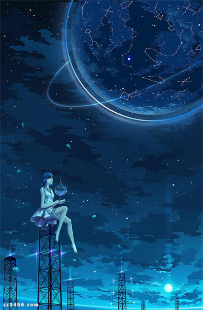 唯美意境# 星空夜晚系列 背景 壁纸 暖心 治愈系 励志 手绘 插画 美图