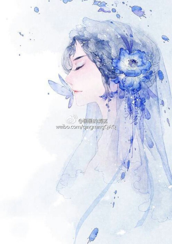 水彩插画古风唯美意境