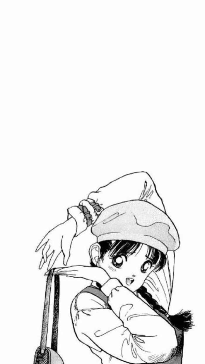 日本老漫画风格 贝雷帽 少女 可爱 棒球服 原宿 动漫 黑白 壁纸