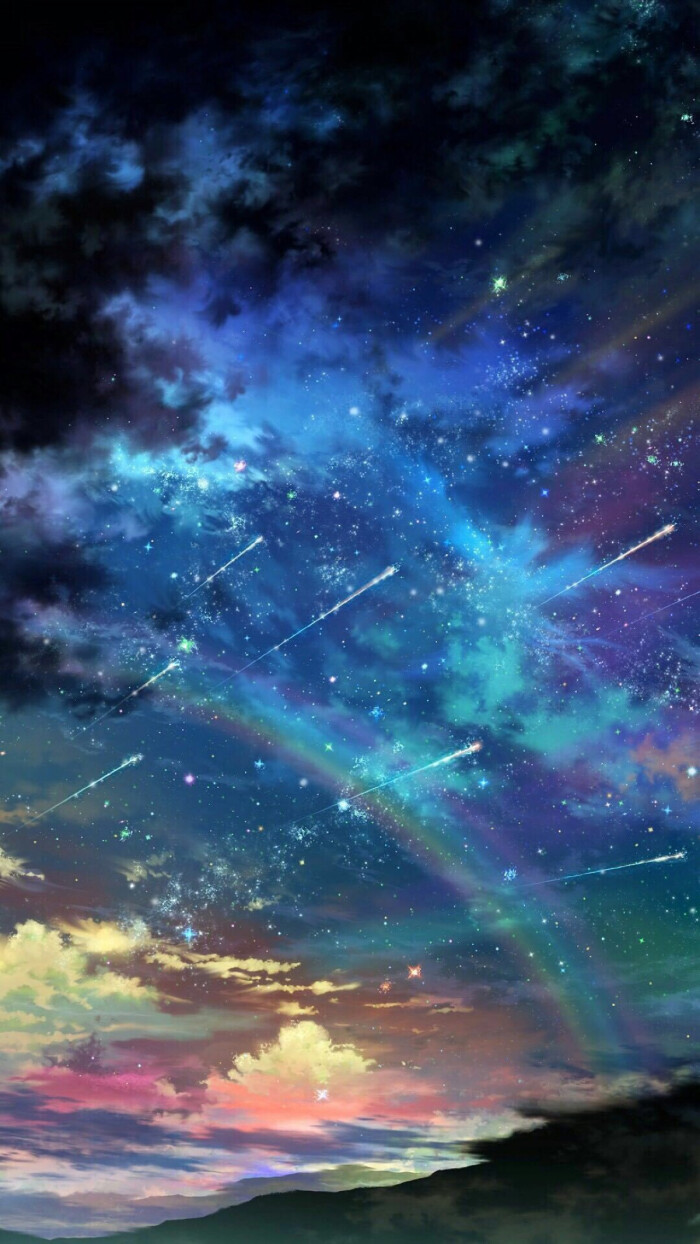 星空 彩霞 彩虹