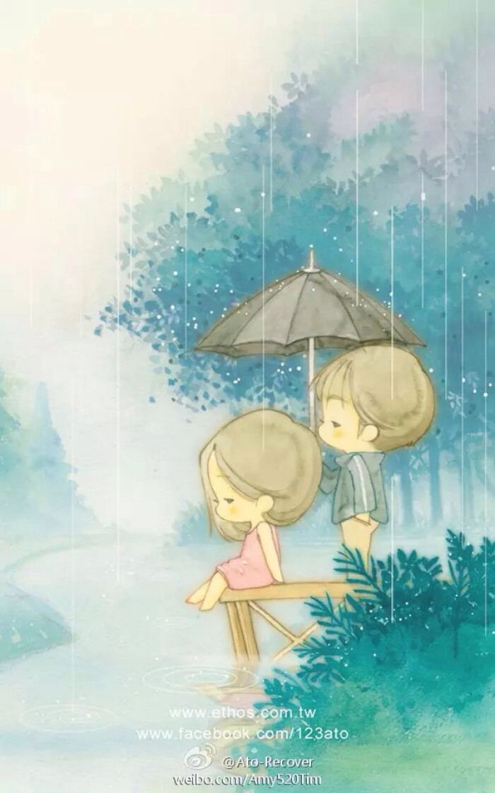 默默地在雨中为你撑伞,只为你开心