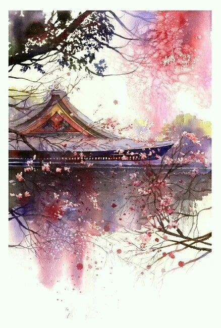 唯美意境,日系小清新,二次元,手绘,插画,古风,风景,人物,水彩,背景