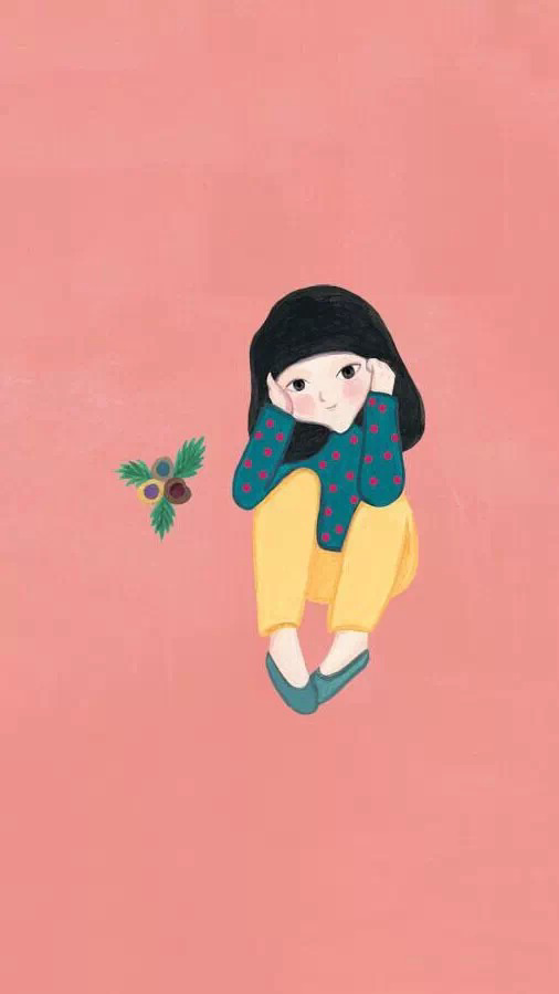 插画 少女 简单 可爱 高清 锁屏壁纸 手机壁纸