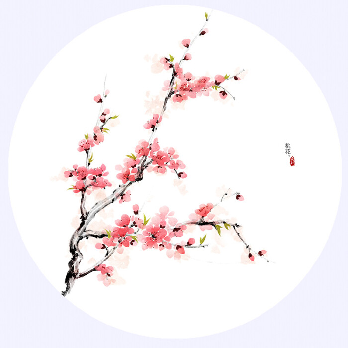 花草,水墨,封面,淡雅,唯美,插画,古风