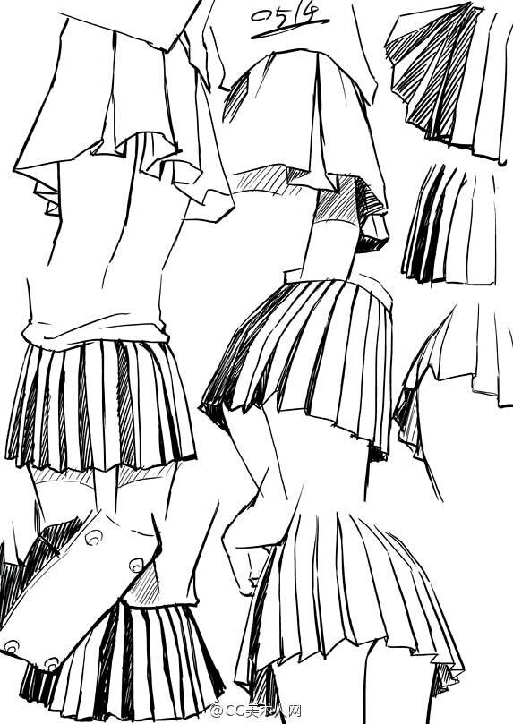 日式校服百褶裙绘制参考 图源见水印( 61 61 )