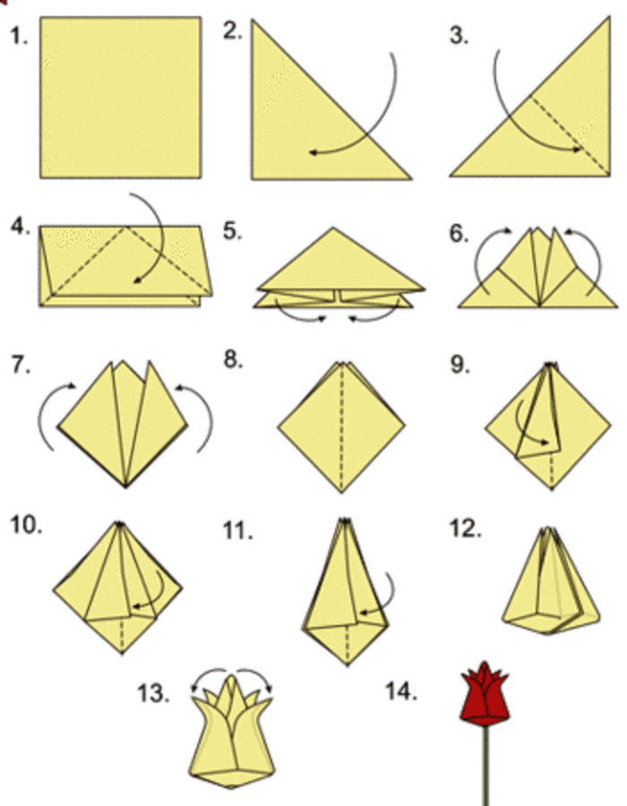 最简单的玫瑰花折纸手工教程图解 开放着