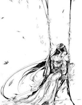 插画,人物,古风,素描,唯美,意境,背景