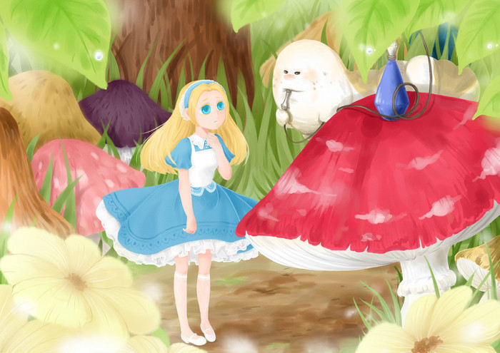 爱丽丝-泡泡怪_爱丽丝,女孩,童话,蘑菇_涂