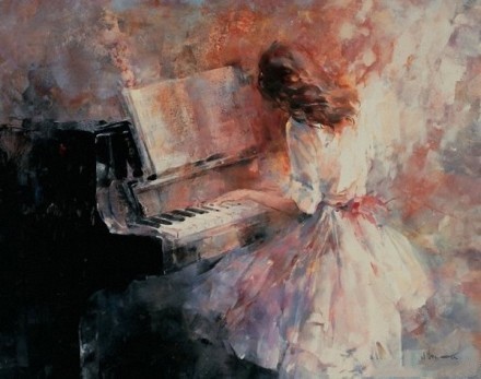 法|油画?|弹钢琴的少女