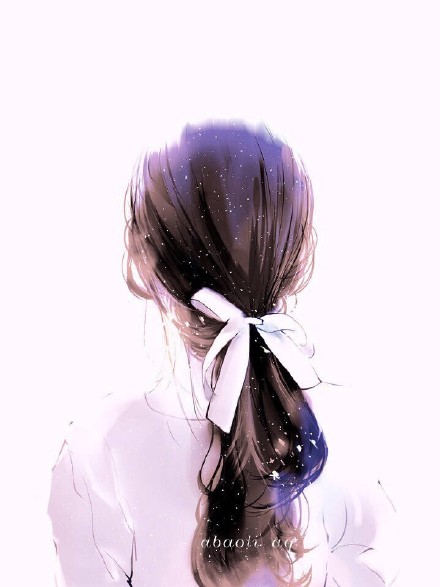 长发 背影 水彩