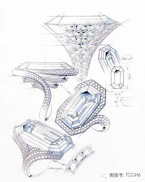 珠宝手绘草图也如这涓涓细流,点点滴滴艺术意象从设计师的大脑流淌