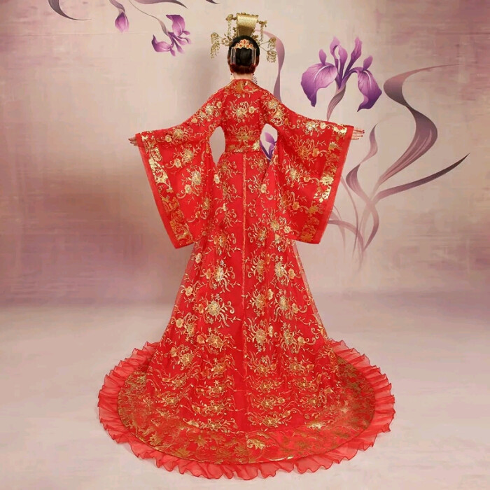 古装新娘婚礼新款汉服唐朝贵妃公主古代影视男女拖尾红色服装女