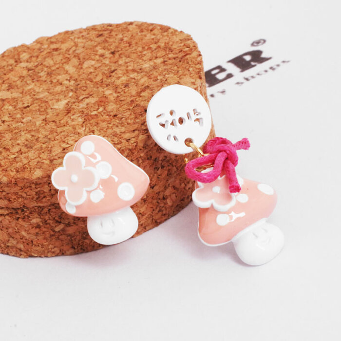 气质甜美卡通耳钉 韩版时尚可爱蘑菇耳钉 不…