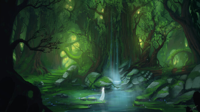 壁纸 插画 场景 意境 二次元 森林 奇幻 唯美