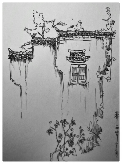 手绘-安徽黟县-马头墙
